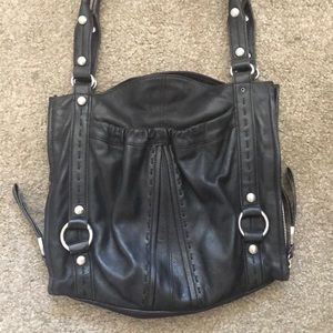 B Makowsky Black leather handbag